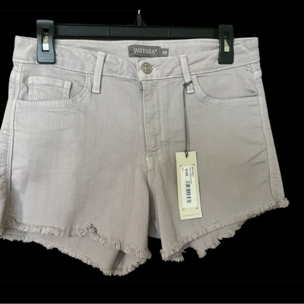 Just USA Gray Jean Shorts with Distressed Hem